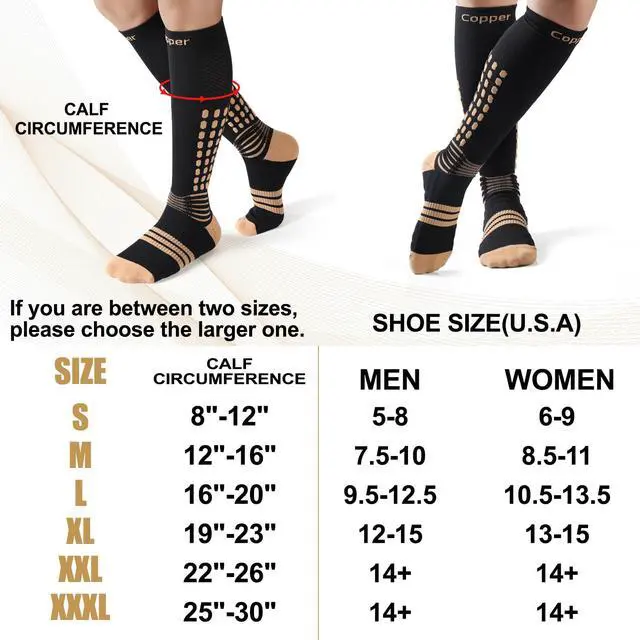 Alt view image 6 of 7 - Copper Compression Socks, Medical Graduated Socks with Patented Design for Pain Relief, Women & Men Circulation, Swelling, Travel, Pregnancy, Flight, Nurses, Running, Athletic1 Pair, 20-30mmHg