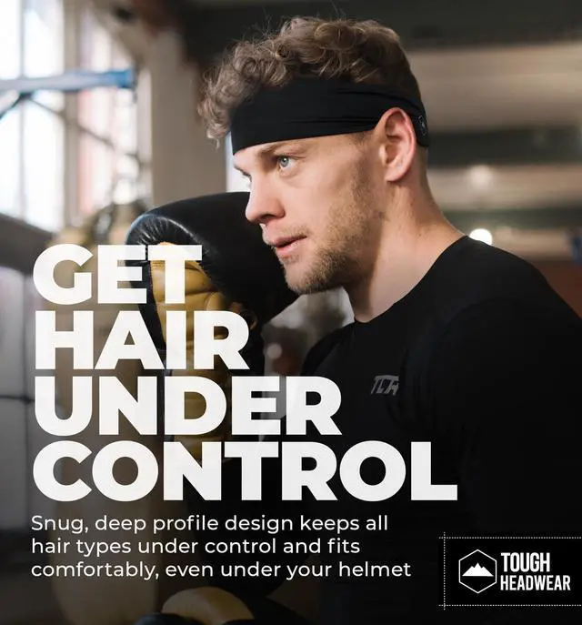 Alt view image 6 of 6 - Mens Headband | Sweat Headbands for Men Working Out Running Sports Gym Athletic Cycling Football Sweat Bands Headbands Men Women, Exercise Head Band for Long Hair Basketball Workout Sweatband