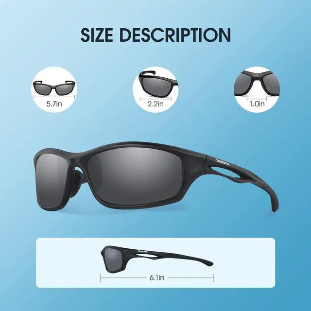 Alt view image 4 of 5 - Polarized Sports Sunglasses for Men Women Running Cycling Fishing Golf Driving Shades Sun Glasses Tr90 (black matte frame with black lens)