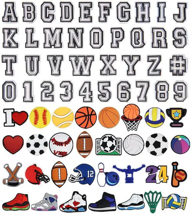 Main image of Sports Letter Charms for Bogg Bag, Football Baseball Softball Basketball Soccer Volleyball Inserts for Beach Handbag Decoration