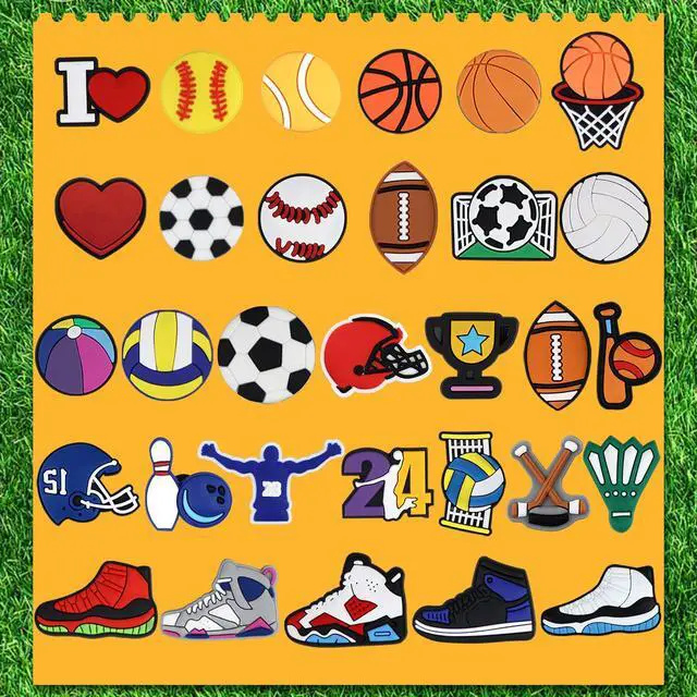 Alt view image 2 of 6 - Sports Letter Charms for Bogg Bag, Football Baseball Softball Basketball Soccer Volleyball Inserts for Beach Handbag Decoration