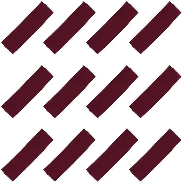 Main image of Soft and Stretchy Elastic Cotton Headbands, Pack of 12, Maroon
