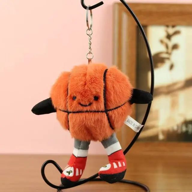 Alt view image 7 of 7 - Cute Plush Basketball Keychain Sport Keyring Charm Handbag Pendant (Basketball)