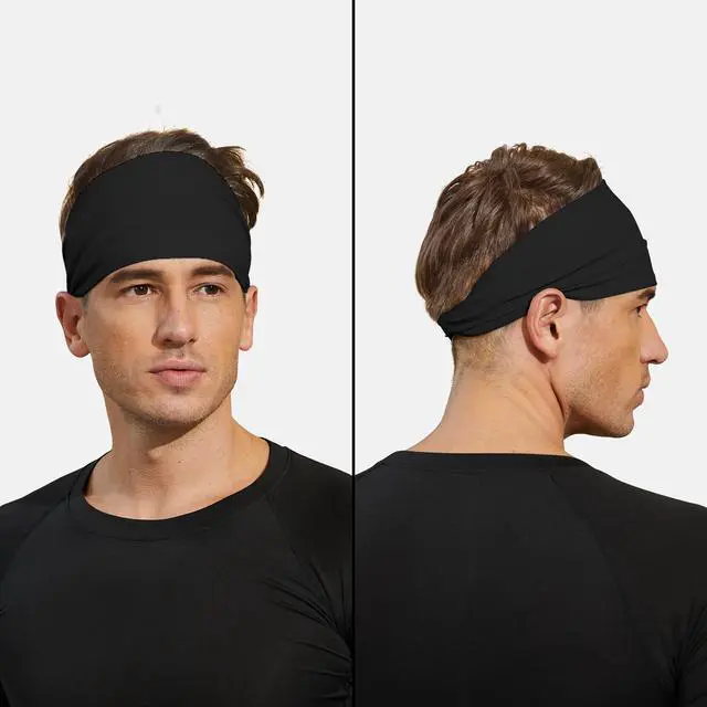 Alt view image 3 of 6 - Tenacious Sports Headbands for Men Soft Feeling Sweatband Workout Headband for Running,Cycling,Basketball,Tennis,Yoga Fitness Stretchy Quick-Dry Hairband for Unisex Black, Dark Gray,White,Gray