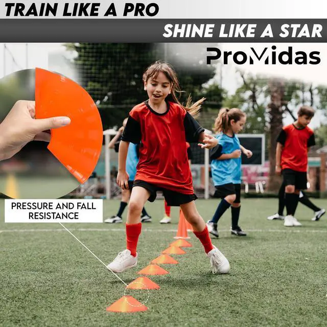 Alt view image 6 of 7 - Disc Soccer Cones for Training Kids with Mesh Bag & Strap - 25/50/100/200 Small Plastic Cone for Sports Training - Flexible Conos for Soccer Practice Equipment, Basketball & Football Drills Equipment