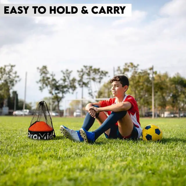 Alt view image 7 of 7 - Disc Soccer Cones for Training Kids with Mesh Bag & Strap - 25/50/100/200 Small Plastic Cone for Sports Training - Flexible Conos for Soccer Practice Equipment, Basketball & Football Drills Equipment