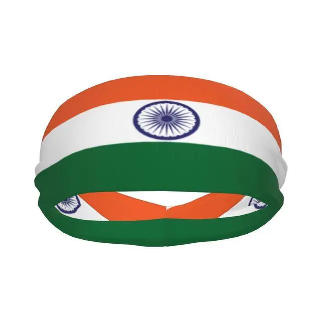 Alt view image 2 of 7 - India Flag Sports Sweatband, Non-Slip Moisture-Wicking Athletic Headband for Running, Yoga, Gym Workout