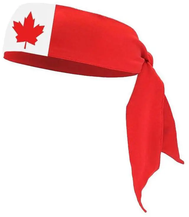Main image of Canadian Flag Headband for Men and Women - Patriotic Tie Bandana Sweatband for Canada Day, Sports, Running & Party Costume Accessories