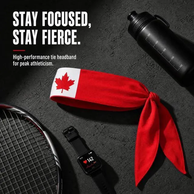 Alt view image 7 of 7 - Canadian Flag Headband for Men and Women - Patriotic Tie Bandana Sweatband for Canada Day, Sports, Running & Party Costume Accessories