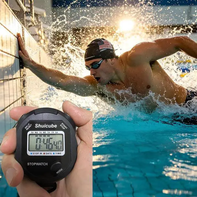 Alt view image 2 of 7 - Digital Stopwatch Timer with Replaceable Battery, Large Display, Simple Stop Watch for Sports Coaches, is an Easy to Use Timing Tool for Coaches and Referees (Black)