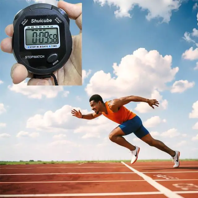Alt view image 3 of 7 - Digital Stopwatch Timer with Replaceable Battery, Large Display, Simple Stop Watch for Sports Coaches, is an Easy to Use Timing Tool for Coaches and Referees (Black)