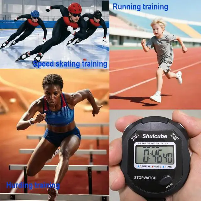 Alt view image 4 of 7 - Digital Stopwatch Timer with Replaceable Battery, Large Display, Simple Stop Watch for Sports Coaches, is an Easy to Use Timing Tool for Coaches and Referees (Black)