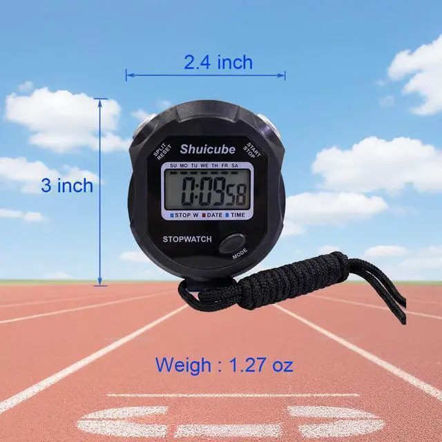 Alt view image 6 of 7 - Digital Stopwatch Timer with Replaceable Battery, Large Display, Simple Stop Watch for Sports Coaches, is an Easy to Use Timing Tool for Coaches and Referees (Black)