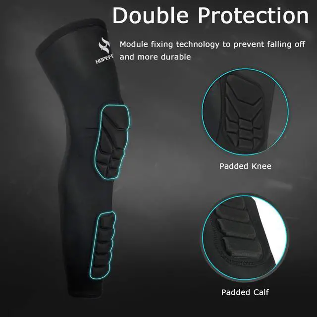 Alt view image 4 of 7 - Knee Calf Padded 2 Pack Compression Leg Sleeve Shin Protective Support