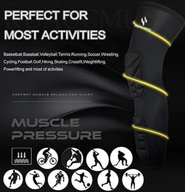 Alt view image 6 of 7 - Knee Calf Padded 2 Pack Compression Leg Sleeve Shin Protective Support