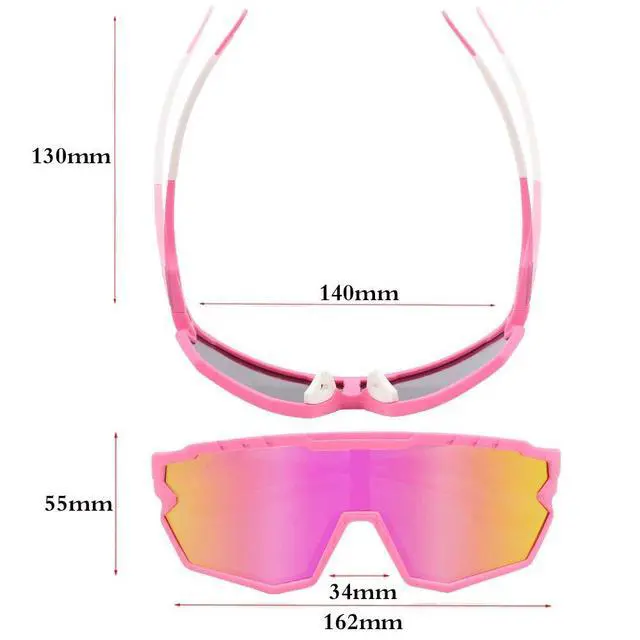 Alt view image 3 of 7 - Sports Sunglasses Cycling Glasses Baseball Sunglasses Pink Polarized Glasses with 3 lenses,Fishing,Ski Running Golf (Pink, Large)