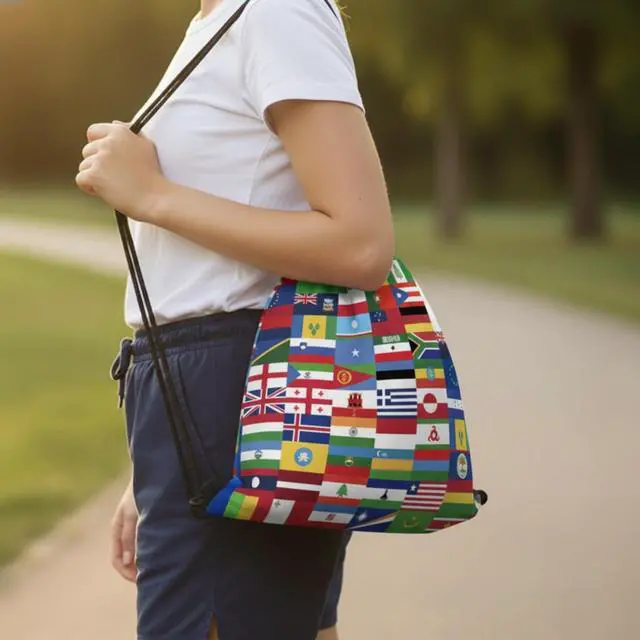 Alt view image 5 of 7 - World Cup Drawstring Bag 2026 Soccer Merchandise,International Flags Football Decorations Accessories,Great Gifts for Fans,Multicultural Travel Gym String Bag for World Cup Events,Sports&Daily Use