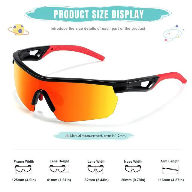 Alt view image 3 of 7 - Kids Sunglasses Youth Baseball Sunglasses for Boys Girls 3-12 Polarized Softball Cycling Sports Goggles UV Protection