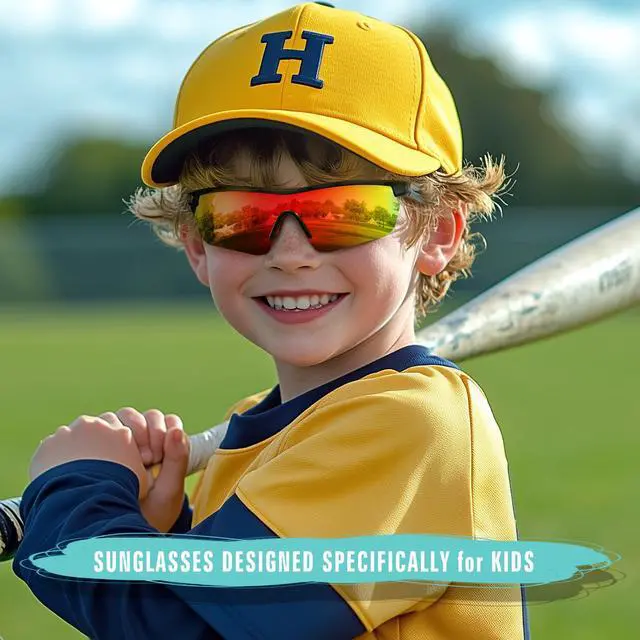 Alt view image 2 of 7 - Kids Sunglasses Youth Baseball Sunglasses for Boys Girls 3-12 Polarized Softball Cycling Sports Goggles UV Protection