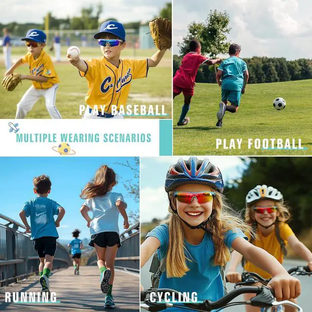 Alt view image 7 of 7 - Kids Sunglasses Youth Baseball Sunglasses for Boys Girls 3-12 Polarized Softball Cycling Sports Goggles UV Protection