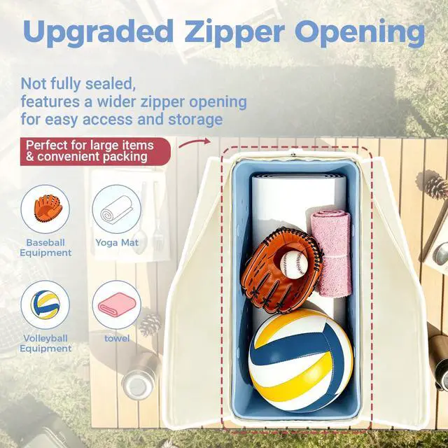 Alt view image 3 of 7 - Beach Bag Lid Only Compatible with Original Extra Large Bogg Bag Accessories Zipper Topper Lid with Wide Opening Water Resistant Cover Top for Beach Pool Sport Mom (Beige, XL)