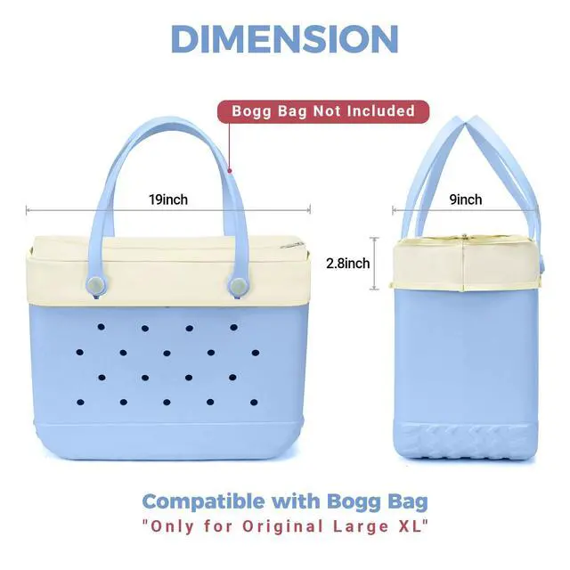 Alt view image 4 of 7 - Beach Bag Lid Only Compatible with Original Extra Large Bogg Bag Accessories Zipper Topper Lid with Wide Opening Water Resistant Cover Top for Beach Pool Sport Mom (Beige, XL)