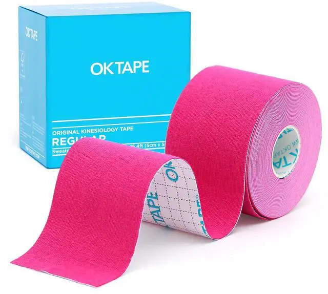 Main image of Kinesiology Tape, Regular Original Cotton Elastic Athletic Tape for Support and Recovery, Sports Tape, 2in×16.4ft Uncut Roll - Pink