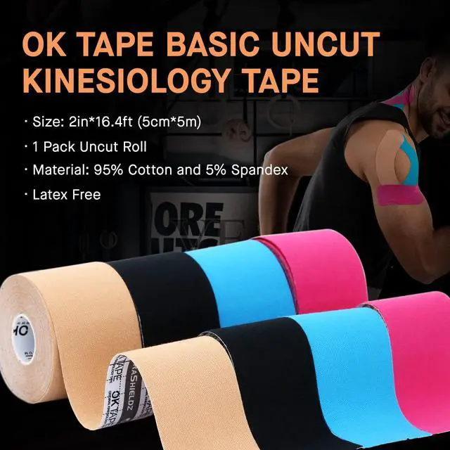 Alt view image 4 of 7 - Kinesiology Tape, Regular Original Cotton Elastic Athletic Tape for Support and Recovery, Sports Tape, 2in×16.4ft Uncut Roll - Pink
