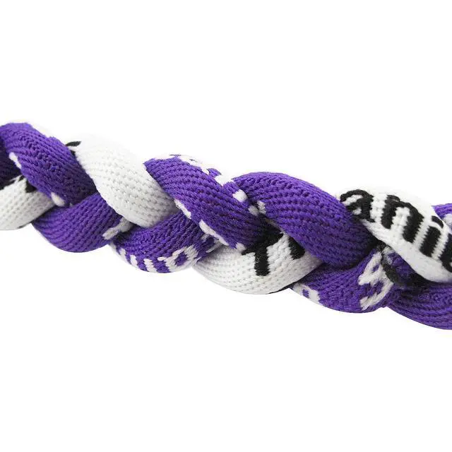 Alt view image 2 of 3 - 18" Sport Style Two Colors Fashion Three Braided Rope Tornado Necklace (Purple/White)