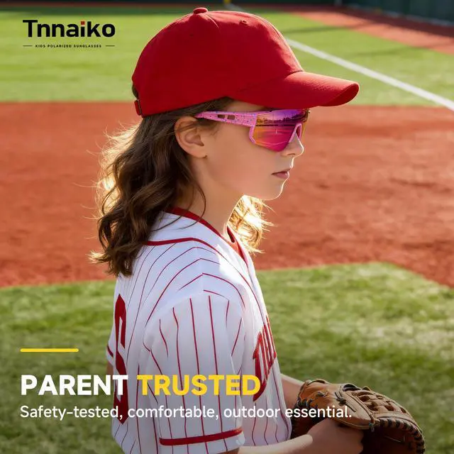 Alt view image 2 of 7 - Kids Polarized Sunglasses for Boys & Girls, Youth Baseball Softball Cycling Sports Sunglasses UV Protection Ages 3-12