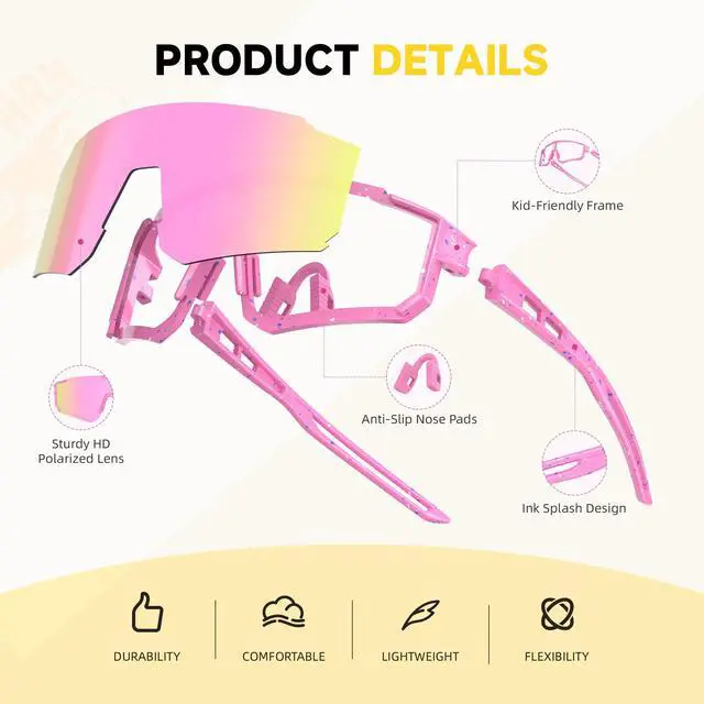 Alt view image 6 of 7 - Kids Polarized Sunglasses for Boys & Girls, Youth Baseball Softball Cycling Sports Sunglasses UV Protection Ages 3-12