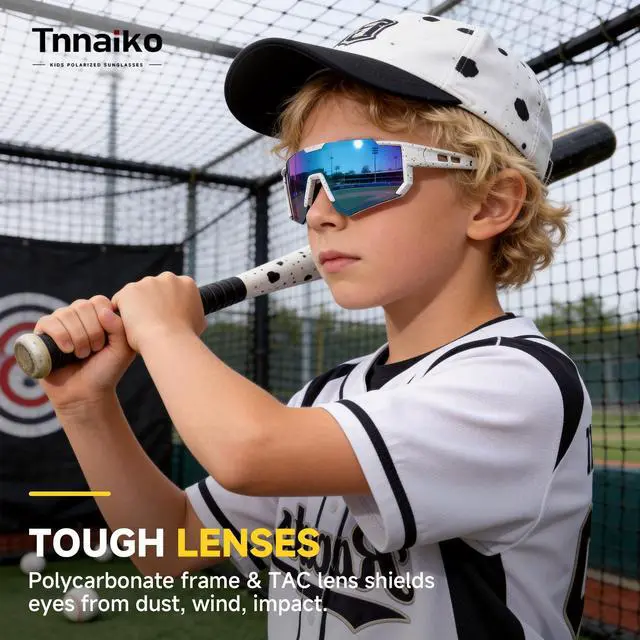 Alt view image 3 of 7 - Kids Polarized Sunglasses for Boys & Girls, Youth Baseball Softball Cycling Sports Sunglasses UV Protection Ages 3-12