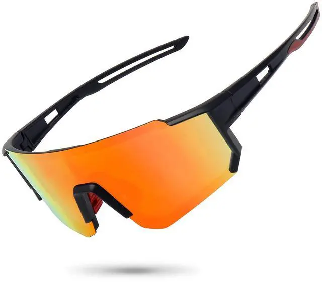 Main image of Polarized Sports Sunglasses for Men Women,Bike Glasses Driving Fishing Cycling Mountain Bike Sunglasses UV400 Protection Black Frame-Red Mirror Lens