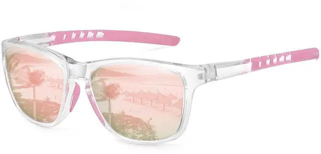 Main image of Polarized Sports Sunglasses for Women Men Driving Running Cycling Fishing Sun Glasses UV400 Protection Transparent Frame-Pink Mirror Lens