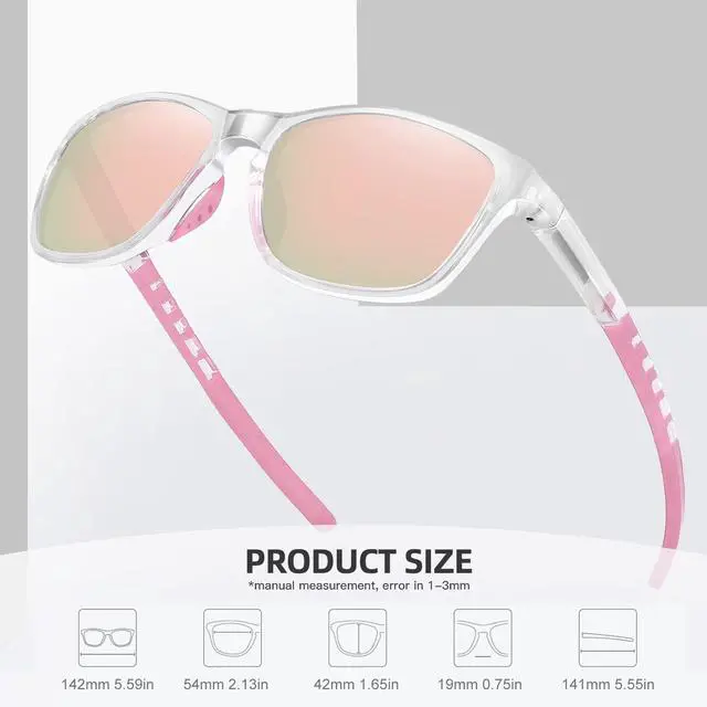 Alt view image 4 of 5 - Polarized Sports Sunglasses for Women Men Driving Running Cycling Fishing Sun Glasses UV400 Protection Transparent Frame-Pink Mirror Lens