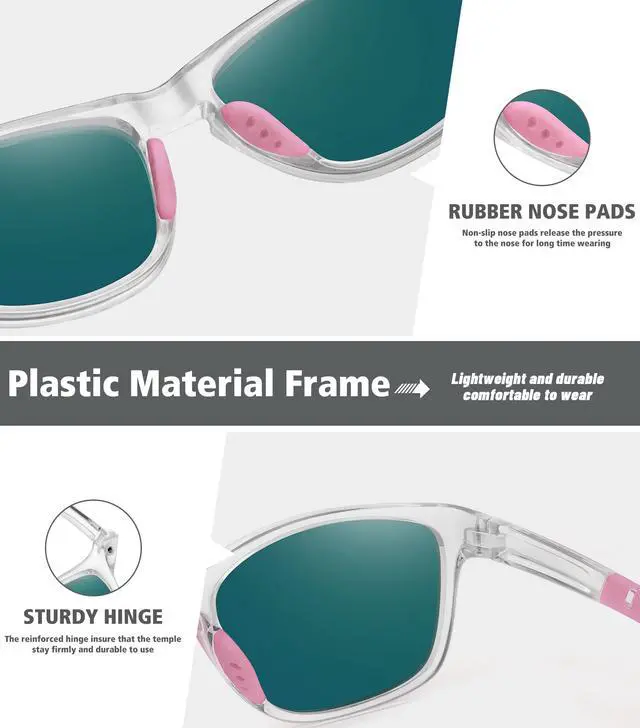 Alt view image 5 of 5 - Polarized Sports Sunglasses for Women Men Driving Running Cycling Fishing Sun Glasses UV400 Protection Transparent Frame-Pink Mirror Lens