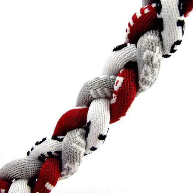 Alt view image 2 of 2 - 18" Sport Three Colors Three Braided Rope Tornado Necklace (Dark Red/Grey/White)