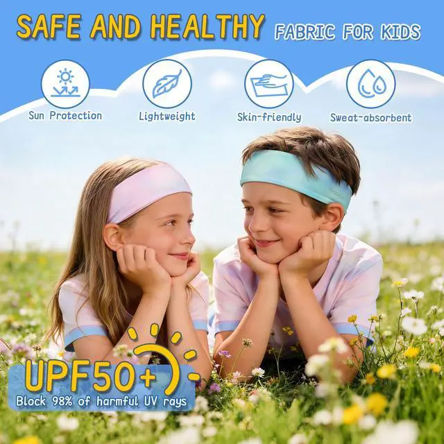 Alt view image 2 of 7 - Kids Sports Headbands for Girls Boys, Moisture Wicking Elastic Cooling Sweatbands, Non-Slip Lightweight Stretchy Hairbands for Soccer, Running, Basketball, Tennis