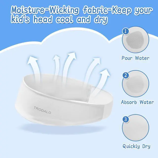 Alt view image 4 of 7 - Kids Sports Headbands for Girls Boys, Moisture Wicking Elastic Cooling Sweatbands, Non-Slip Lightweight Stretchy Hairbands for Soccer, Running, Basketball, Tennis