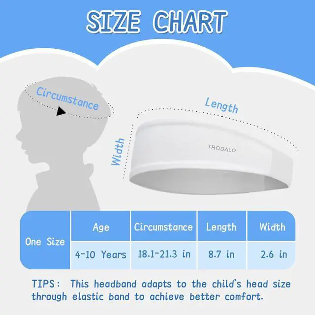 Alt view image 6 of 7 - Kids Sports Headbands for Girls Boys, Moisture Wicking Elastic Cooling Sweatbands, Non-Slip Lightweight Stretchy Hairbands for Soccer, Running, Basketball, Tennis
