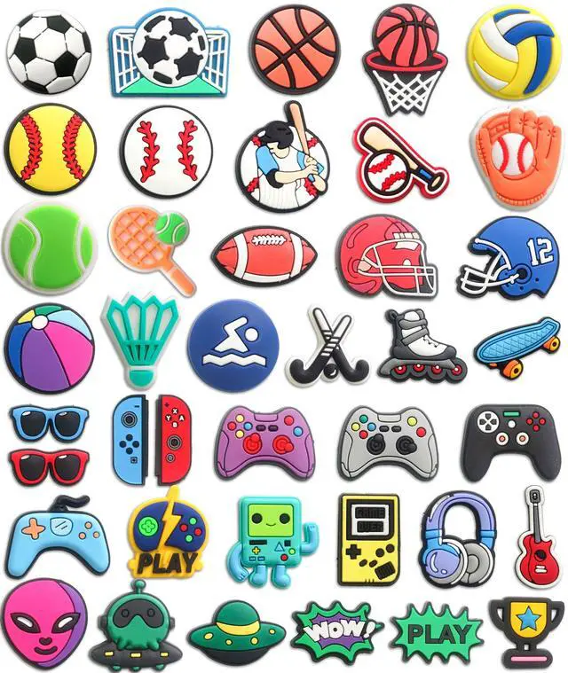 Main image of 40PCS Sports Shoe Charms for Boys,Baseball Soccer Basketball Football Shoe Decoration Pins for Clog Accessories for Girls Teens Adults Party Favor Gifts
