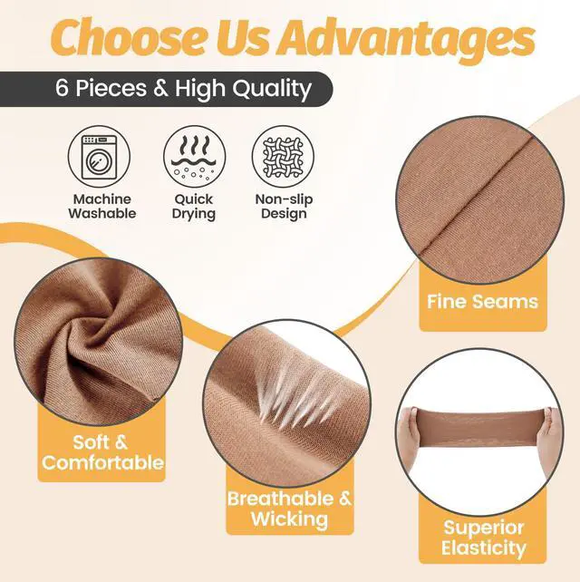 Alt view image 3 of 6 - Headbands for Women - 6 Pack Wide Elastic Hairbands | Ultra-Soft Moisture Wicking Sports Headband | Non-Slip Accessories Bands for Fashion (Dark GrayBurgundyDarkGreenBlackCoffeeNavy)