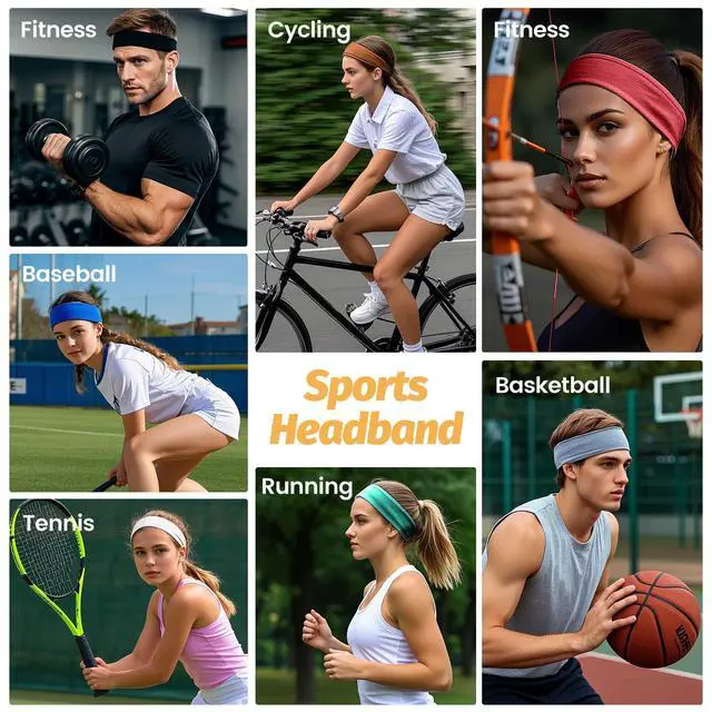 Alt view image 6 of 6 - Headbands for Women - 6 Pack Wide Elastic Hairbands | Ultra-Soft Moisture Wicking Sports Headband | Non-Slip Accessories Bands for Fashion (Dark GrayBurgundyDarkGreenBlackCoffeeNavy)