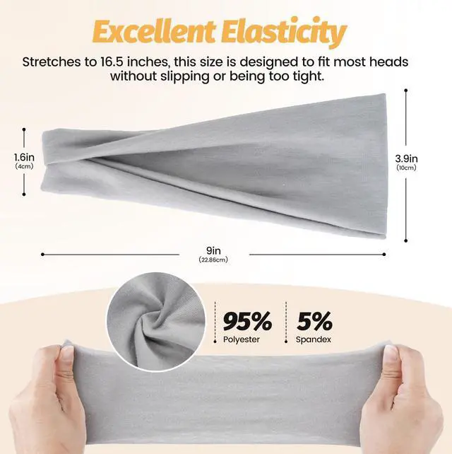 Alt view image 2 of 6 - Headbands for Women - 6 Pack Wide Elastic Hair Bands | Stretchy Sweatbands Hair Bands | Soft Sports Thin Head Bands | Non-Slip Accessories Bands for Fashion, Washing Face, Workouts, Yoga, Daily Use