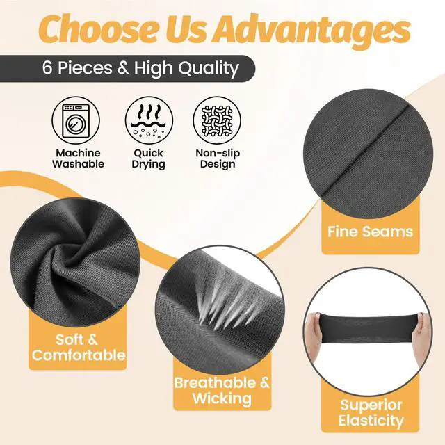 Alt view image 3 of 6 - Headbands for Women - 6 Pack Wide Elastic Hair Bands | Stretchy Sweatbands Hair Bands | Soft Sports Thin Head Bands | Non-Slip Accessories Bands for Fashion, Washing Face, Workouts, Yoga, Daily Use