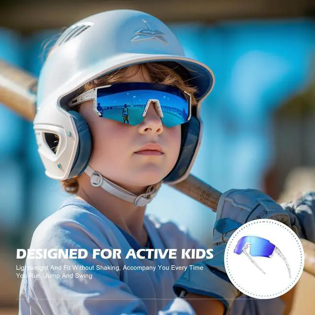 Alt view image 2 of 7 - Youth Baseball Sunglasses for Kids - Polarized Sunglasses Softball Cycling for Boys Girls Ages 3-12 UV Protection