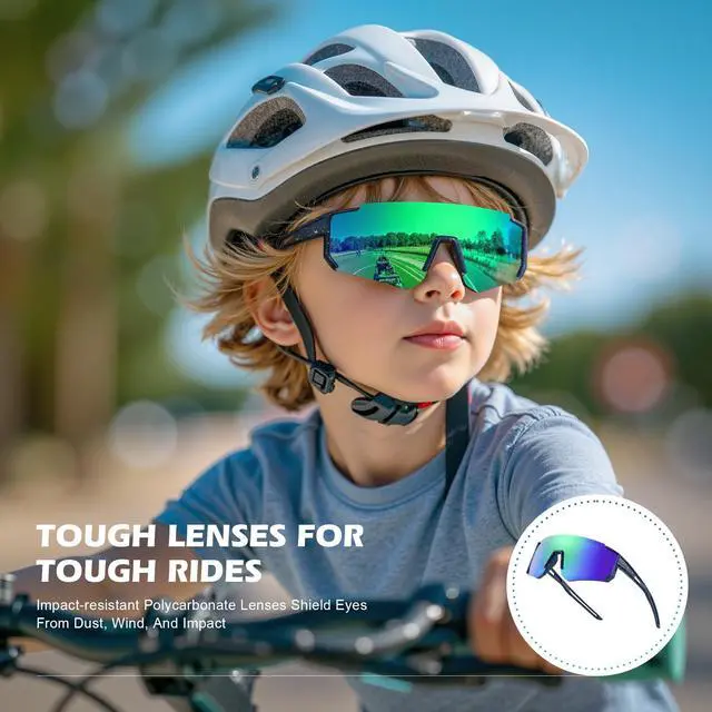Alt view image 3 of 7 - Youth Baseball Sunglasses for Kids - Polarized Sunglasses Softball Cycling for Boys Girls Ages 3-12 UV Protection