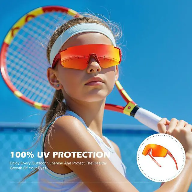 Alt view image 4 of 7 - Youth Baseball Sunglasses for Kids - Polarized Sunglasses Softball Cycling for Boys Girls Ages 3-12 UV Protection