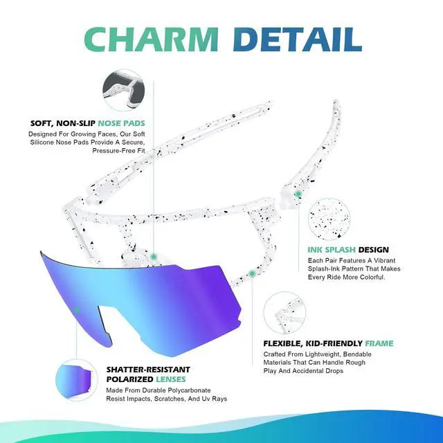 Alt view image 7 of 7 - Youth Baseball Sunglasses for Kids - Polarized Sunglasses Softball Cycling for Boys Girls Ages 3-12 UV Protection