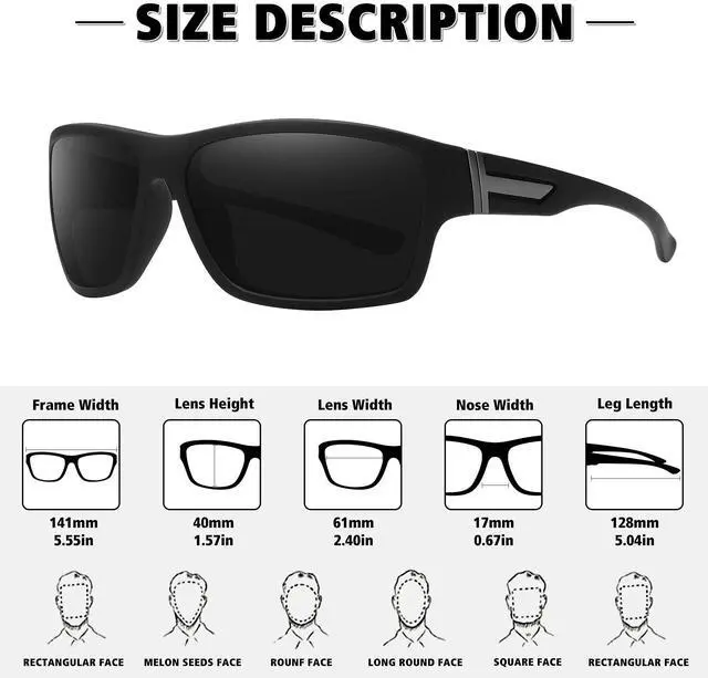 Alt view image 3 of 7 - Polarized Sports Sunglasses for Men Women Unbreakable Frame Cycling Fishing Driving Black+Blue Mirror 2Pack